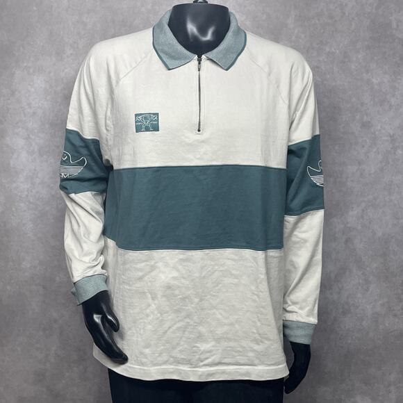 adidas Other - Adidas Mens L Shmoofoil Heavyweight Rugby Long Sleeve Shirt Alumina Beige Green